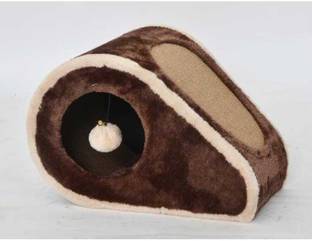 Catry Cat Tree House Scratcher With Toy | Cat House, Brown & Cream Color Free Standing Cat Tree