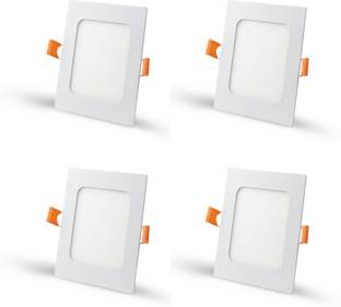 Brightline 3 Watt Ultra Slim White Led Super Bright Panel Light Square Shape Conceal POP Light (Pack of 04) Recessed Ceiling Lamp