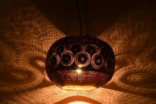 N & H Handmade Chakri Design 1 Gourd Ball Hanging Lamp Ceiling Light Ceiling Lamp
