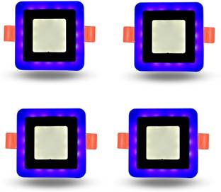 D'Mak Energy Saver Metal LED Square Panel POP Down Ceiling Light with 3D Effect (White and Blue, 6W) Recessed Ceiling Lamp