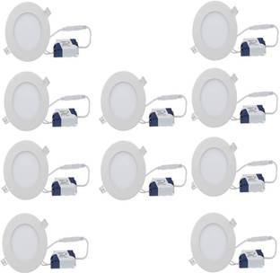 GALAXY 6 watt LED Round Slim Panel White Light False Ceiling POP DownLight Indoor Light pack of 10 Recessed Ceiling Light Ceiling Lamp