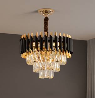 Shri Mahal Antiques 400 MM Black Mamra Crystal Chandelier Light For Living Room Bed Room Hall Chandelier Ceiling Lamp