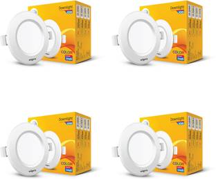 Wipro Alpha 10W Round Downlight Junction Box | Cool Day White (6500K) | Pack of 4 Recessed Ceiling Lamp