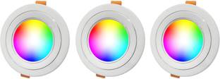 MVL 9W 7-in-1 Round LED Conceal Panel Down Light Colour Changing Light (Red/Blue/Pink/Green/Yellow/Sky-blue/White, Pack of 3) Ceiling Light Ceiling Lamp