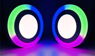 Hybrix LED Ceiling Surface Light 9 Watt [6+3 Watt] Down Light, Ceiling Surface Mounted Spotlight, Dual Color 3D Effect RGB Multicolor & White Combination, 5.5 Inch Diameter, No Need of Ceiling Cutting (PACK OF 2 ) Surface Ceiling Light Ceiling Lamp