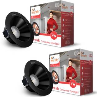 MURPHY 7W Streak LED Down Light BL+Black Finish Warm White Light Round Pack of 2 Ceiling Light Ceiling Lamp