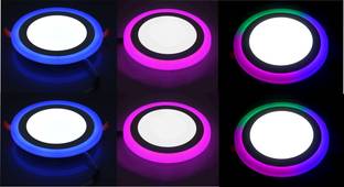 Hybrix HQ-LED Ceiling Panel Light 6 Watt (3+3) POP Down Light, Surface Mounted Spotlight, Pack Of 3 (2 RGB+2 BLUE+2 PINK With White), 3D Effect, MultiColor Combination, Ceiling Lamp (PACK OF 6) Recessed Ceiling Light Ceiling Lamp