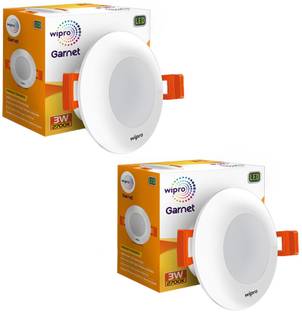 Wipro Garnet 3W LED Mini Downlighter,Pack of 2 Recessed Ceiling Light Ceiling Lamp