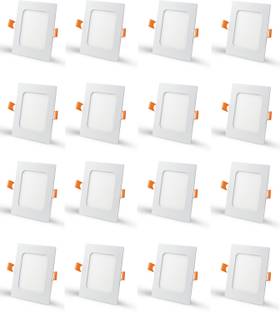 D'Mak 6W White, LED Concealed Square shaped Panel Light with adopter(By D'Mak), 16 lights pack, Recessed Ceiling Lamp