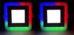 Hybrix LED Square Ceiling Panel Light 6 Watt (3+3) Fan Box Light, 3D Color RGB/White,2 Recessed Ceiling Light Ceiling Lamp