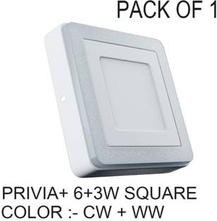 Nortek Privia+ 6+3W Square Surface Panel Light Cool White+Warm White Pack of 1 Ceiling Light Ceiling Lamp