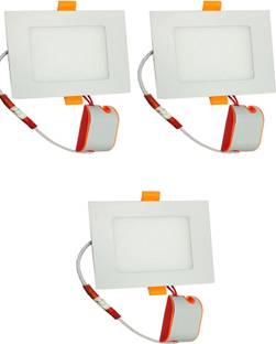 GALAXY 6 watt LED Square Slim Panel Light False Ceiling POP DownLight Indoor Light White pack of 3 Recessed Ceiling Light Ceiling Lamp