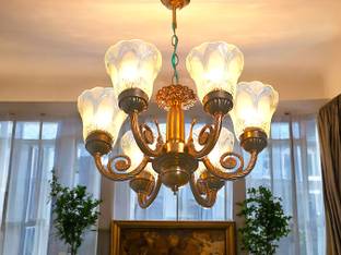 Prop It Up JHOOMER with COPPER Finish for Bed Room, Hall, Shop, malls, 5 lite CHANDELIER Chandelier Ceiling Lamp