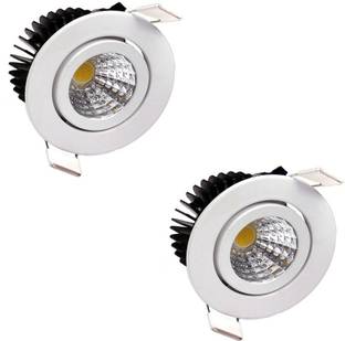 GALAXY LED Ceiling COB Spot Light 6 Watt Round Warm White (3000K) Tilt Pack of 2 Recessed Ceiling Light Ceiling Lamp