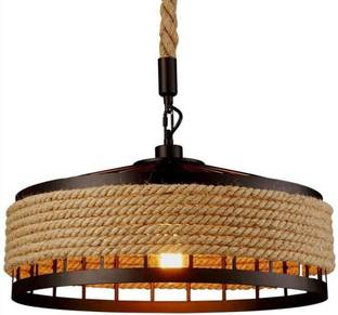 C&K Round Metal Hemp Chandelier E27 Single head hanging Indoor Lighting Pendants Ceiling Lamp