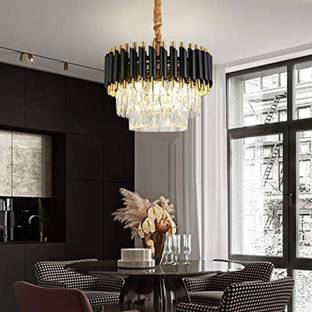 Arus Modern K9 Crystal Black Gold(300mm) 3Colors Warm White, Moon Light,Golden Light. Chandelier Ceiling Lamp