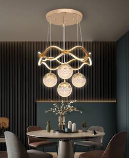 Blissbells Golden 5 Light Curvy LED Pendant Chandelier Light Pendants Ceiling Lamp
