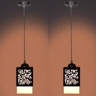 Gojeeva Wooden Hanging Lamp Without Bulb(PACK OF 2) Pendants Ceiling Lamp