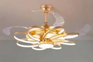 Blissbells 8 Gold Rings Ceiling Fan Chandelier with Remote Control Chandelier Ceiling Lamp