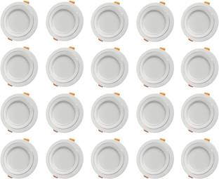MVL MVL 9W White Bright Led Ceiling Down Light Round pack of 20 Recessed Ceiling Lamp