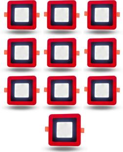 D'Mak 6 Watt White+Red Color Square LED Panel Light Side 3D Effect Light ( Pack Of 10 ) Recessed Ceiling Light Ceiling Lamp