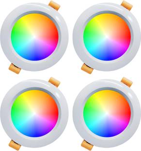 MNLight MN Light 10 watt 7 in 1 Led down Light Round Rezar pack of 4 multi color Ceiling Light Ceiling Lamp