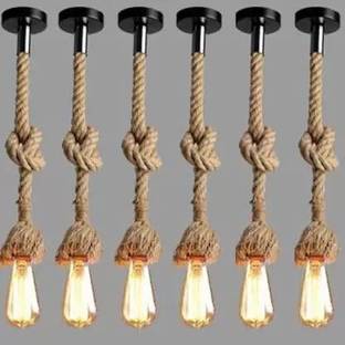spark world Pendant Rope Lights for Ceiling Hanging Lights (Bulb not included - Pack of 6) Pendant Lamp Ceiling Lamp