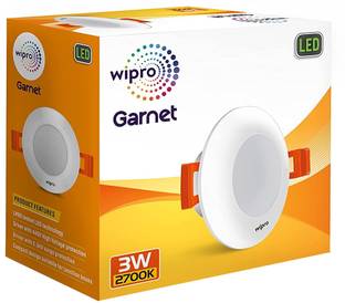 Wipro Garnet 3W LED Mini Downlighter Recessed Ceiling Light Ceiling Lamp