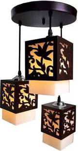 Areezo Areezo Wooden Leaf Cutting Design With Pvc Brown (Bulb Not Incl.) (Pack Of 1) Pendant Lamp Ceiling Lamp