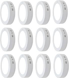 MNLight Moon Light LED 9 Watts Round Surface Down Light, Pack of 12, Cool White Recessed Ceiling Lamp
