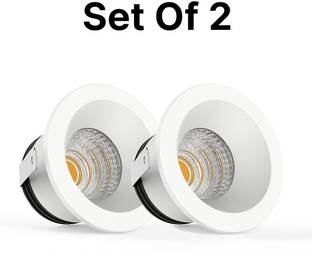 ALTRALIGHTS 3W Pack of 2 Energy-Efficient Warm White Light Metal Button Recessed Ceiling Lamp