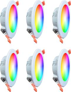 MVL Maxa 10-Watts 7-in-1 Round Led Conceal Down Pack of 6 Ceiling Light Ceiling Lamp