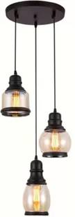 LYMON Lymon BLACK CLUSTER LUSTER GLASS 123 TRIPLE HANGING LIGHT WITH BULB (Pack of 1) Chandelier Ceiling Lamp