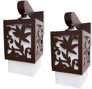 Areezo Wooden Square Shape Leaf Design Wall Lamp Scone Uplighter Fixture Ceiling Hanging Pendant for Home ,Bedroom ,Living Room,Kitchen ,Hall ,Decoration ( Bulb not Included ) (Wood & PVC Unbreakable Glass ) Pendants Ceiling Lamp