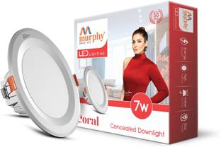 MURPHY 7W Coral LED Cool White Round Panel Conceal Down Light | Pack of 1 Ceiling Light Ceiling Lamp