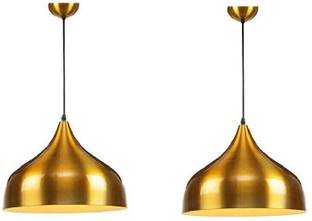 Areezo Gold Metal Hanging Light for Living Room ,,Hall (Bulb not Included )(Pack of 2) Pendants Ceiling Lamp