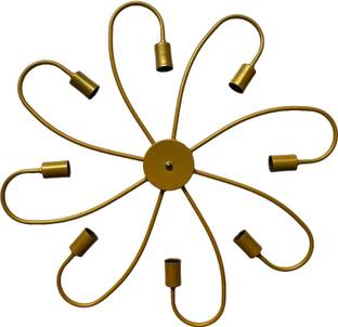 Areezo Flower Design 8 Light Jhumar pendent gold colour Bulbnot incl. (pack of 1) Chandelier Ceiling Lamp