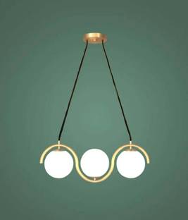 Delbay Gold 3 Doom Dhanush Shape Hanging Light (Bulb Not Incl.)(Pack of 1) Chandelier Ceiling Lamp