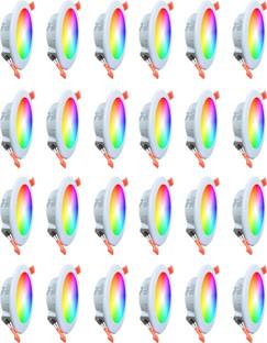 MVL Maxa 10-Watts 7-in-1 Multicolor Round Led Conceal Down Light Pack of 24 Ceiling Light Ceiling Lamp