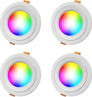 MVL 9W 7-in-1 Roun LED Conceal Panel Down Light Colour Changing Light (Red/Blue/Pink/Green/Yellow/Sky-blue/White, Pack of 4) Ceiling Light Ceiling Lamp
