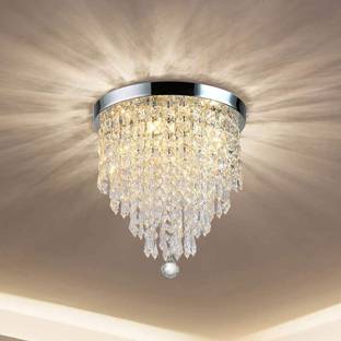 INDSMART Big Glass Crystal Ceiling Light Lamp for Living Room ( Width: 9 inch ) Chandelier Ceiling Lamp