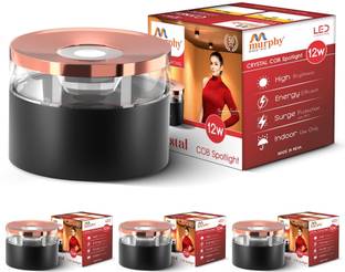 MURPHY 12W Crystal Black Rose Gold Cylindrical COB Surface (Warm White, Pack of 4) Spot Light Ceiling Lamp