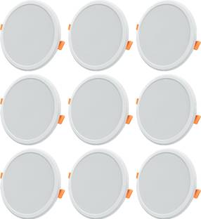 ASTER LITE 15-Watt Slim Round LED Panel/Ceiling Light (Cool White, Pack of 9) Recessed Ceiling Lamp
