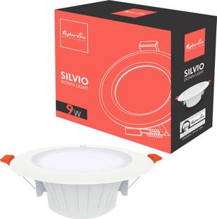 Fybros 9 Watt 80mm Cut Size White Silvio Ceiling Down Light 9w Round (Pack of 1) Recessed Ceiling Light Ceiling Lamp