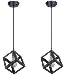 Areezo Black Cube Shape Modern Design Light for Home (Bulb Not Included) (pack of 2) Pendants Ceiling Lamp