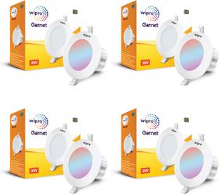 Wipro Garnet 3 W RBP Mini Downlight | Colour Changing (Red,Blue,Pink)| Pack of 4 Ceiling Light Ceiling Lamp