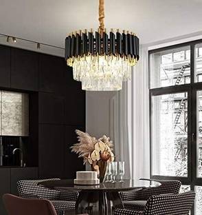 Shri Mahal Antiques 300 MM BlacK Crystal Chandelier Light For Living Room Bed Room Hall Chandelier Ceiling Lamp
