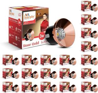 MURPHY 3W Rose Gold Finish Button LED Spot Lights | Pack of 20 | Warm White Spot Light Ceiling Lamp