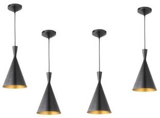 Areezo Areezo Single Head Vintage Metal Cone Shaped Hanging Pendant Ceiling Light LampHome,Dining Room, Bedroom, Living Room,Office Decor (Black) (Bulb Not Included) (Set of 4) Pendant Lamp Ceiling Lamp