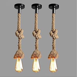 Svah E27 Rustic Lamp Rope Hanging Light (Pack of 3) (Bulb Not Included) Pendants Ceiling Lamp